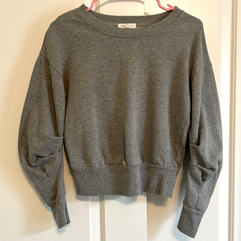 Socialite, grey sweatshirt with arm detail. XS